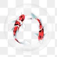 Koi fish png element, fish in bubble