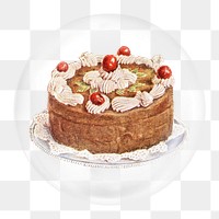 Vintage cake png element, dessert in bubble