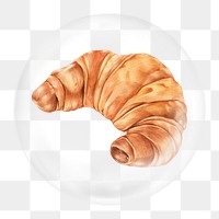 Croissant illustration png element, dessert in bubble