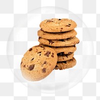 Chocolate chip cookies png element, dessert in bubble