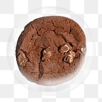 Double chocolate cookie png element, dessert in bubble