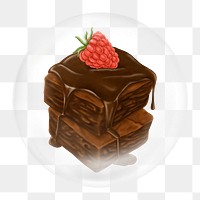 Brownies illustration png element, dessert in bubble