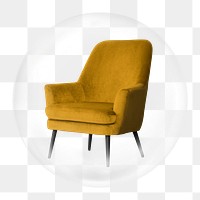 Yellow armchair png element in bubble