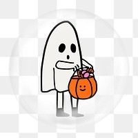 Cute ghost png element in bubble