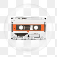 Retro cassette png element in bubble