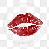 Red lips png element in bubble