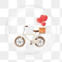Valentine bicycle png bubble element, transparent background 