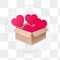 Love box png bubble element, transparent background 