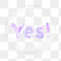 Yes word png bubble element, transparent background 