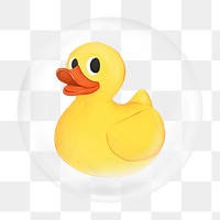 Rubber duck png bubble element, transparent background 
