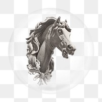 Horse statue png bubble element, transparent background 