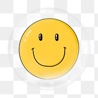 Smile face emoji png bubble element, transparent background 
