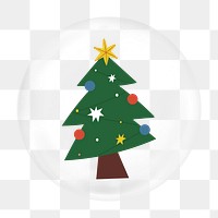 Christmas tree illustration png bubble element, transparent background 