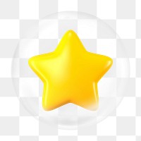 3D star png bubble element, transparent background 