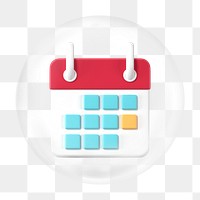 3D calendar png bubble element, transparent background 