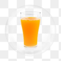 Orange juice png bubble element, transparent background 