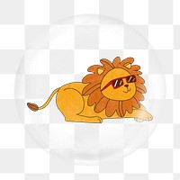 Summer lion illustration png bubble element, transparent background 