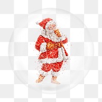 Glitter Santa Claus png bubble element, transparent background 