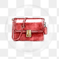 Luxurious bag illustration png bubble element, transparent background 