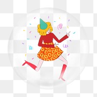 Party woman png bubble element, transparent background 