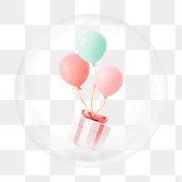 Gift box balloons png bubble element, transparent background 