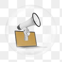 Business megaphone png bubble element, transparent background 