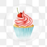 Cupcake illustration png bubble element, transparent background 