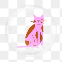 Cute cat illustration png bubble element, transparent background 