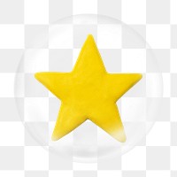 Clay star png bubble element, transparent background 