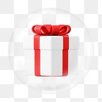 3D gift box png bubble element, transparent background 