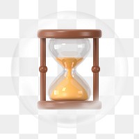 3D hourglass png bubble element, transparent background 