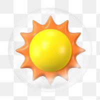 3D sun png bubble element, transparent background 