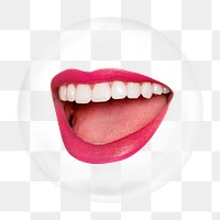 Smiling mouth png bubble element, transparent background 