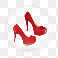 Red high heels png bubble element, transparent background 