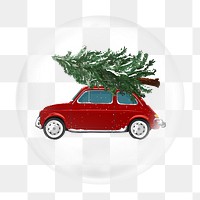 Christmas tree car png bubble element, transparent background 