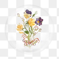 Aesthetic flowers illustration png bubble element, transparent background 