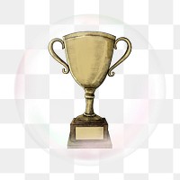 Trophy drawing png bubble effect, transparent background