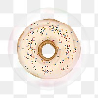 White chocolate donut png bubble effect, transparent background