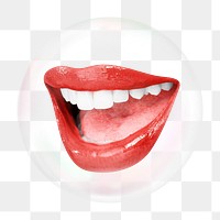 Gossiping mouth png bubble effect, transparent background