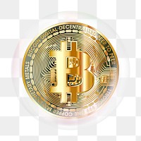 Bitcoin png bubble effect, transparent background