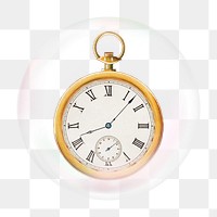 Pocket watch png bubble effect, transparent background