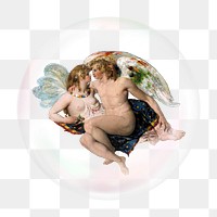 Cupid & Psyche png bubble effect, transparent background