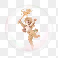 Cute angel png bubble effect, transparent background