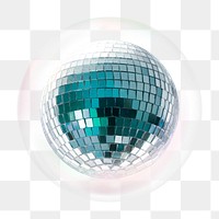 Blue  disco ball png bubble effect, transparent background