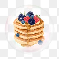 Mixed berry pancakes png bubble effect, transparent background