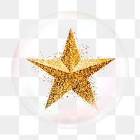 Glittery star png bubble effect, transparent background