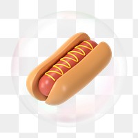 3D hot dog png bubble effect, transparent background