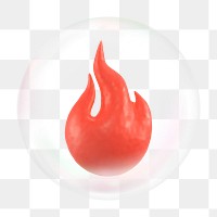 3D flame png bubble effect, transparent background