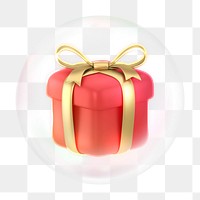 Present box png bubble effect, transparent background