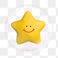 Happy star png bubble effect, transparent background